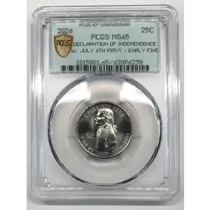 2026 25C Declaration of Independence w/ July 4th Privy - Early Find