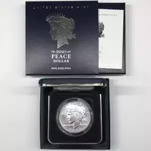 2025-P Uncirculated Peace Silver Dollar w US Mint OGP - Box & COA - Philadelphia (4)