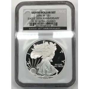 2006 W 20TH ANNIVERSARY SILVER DOLLAR SET OFFICIAL US MINT SET ULTRA CAMEO