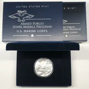 2022 US Marine Corps 2.5 oz Silver Medal w US Mint OGP - Box & COA