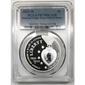 2022-W $1 National Purple Heart Hall of Honor, DCAM