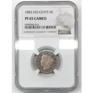 1883 NO CENTS Liberty Head V Nickel NGC PF-65 CAMEO