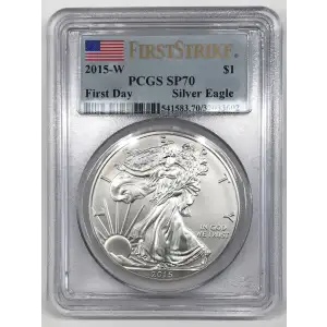2015-W $1 Burnished Silver Eagle First Day - FS Flag Label