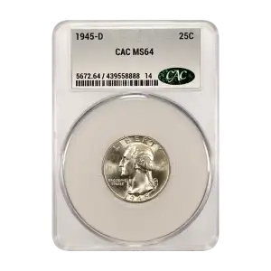 1945 D Silver Washington Quarter CACG MS 64 (2)