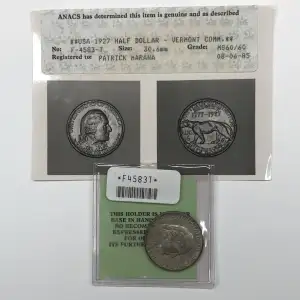 Classic Commemorative Silver--- Vermont Sesquicentennial 1927-Silver- 0.5 Dollar