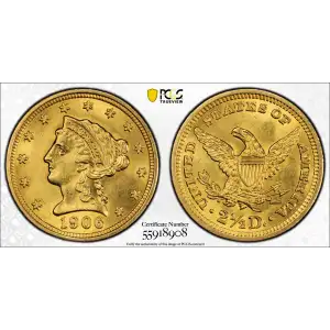 1906 P $2.50 Gold Liberty Head Quarter Eagle PCGS MS-62