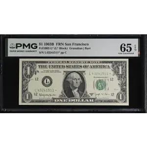 $1 1963-B. Green seal. Small Size $1 Federal Reserve Notes 1902-L* (2)