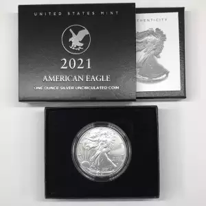 2021-W Burnished Uncirculated Silver Eagle w OGP - Box & COA (2)