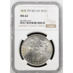 1878 P 7TF REV OF 78 Morgan Silver Dollar NGC MS-62 (2)