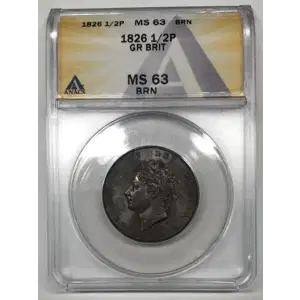 1826 Great Britain Copper 1/2 PENNY ANACS KM#692