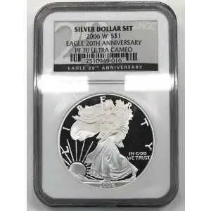 2006 W 20TH ANNIVERSARY SILVER DOLLAR SET OFFICIAL US MINT SET ULTRA CAMEO