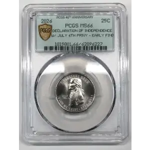 2026 25C Declaration of Independence w/ July 4th Privy - Early Find