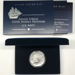 2022 US Navy 2.5 oz Silver Medal w US Mint OGP - Box & COA