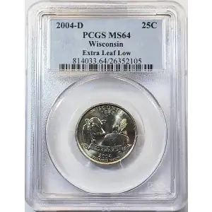 2004-D 25C Wisconsin Extra Leaf Low