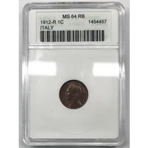 1912 R ITALY Bronze CENTESIMO ANACS MS-64 RB (2)