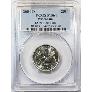 2004-D 25C Wisconsin Extra Leaf Low