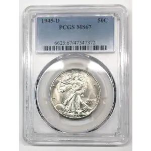 1945‑D Walking Liberty Half Dollar PCGS MS‑67