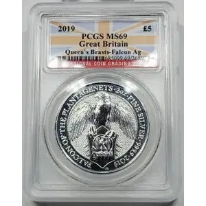 2019 2 oz Silver PCGS MS-69 Great Britain Queen's Beast Falcon  generic (3)