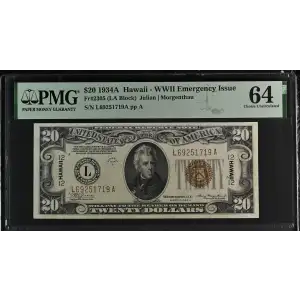 $20 1934-A brown seal Emergency Notes Issued During WW2 2305