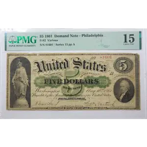$5   Legal Size Notes The Demand Notes of 1861 2