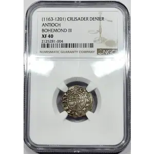 Roman Midieval Crusader AD 1163-1201 AR Denier Bohemond III