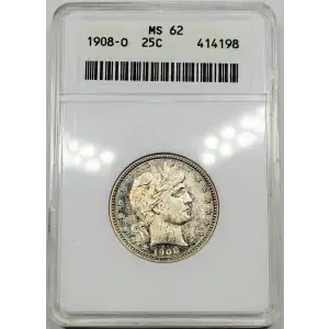 1908 O Barber Liberty Head Quarter ANACS MS-62 Soapbox Holder (6)