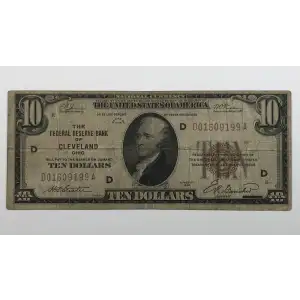 $10 1929 brown seal Small Federal Reserve Bank Notes 1860-D