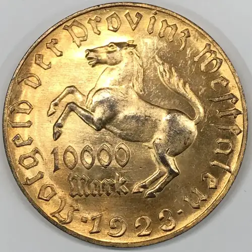 Westphalia 10000 Mark Gilt Notgeld (1923)