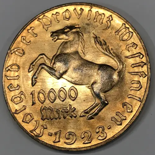 Westphalia 10000 Mark Gilt Notgeld (1923)